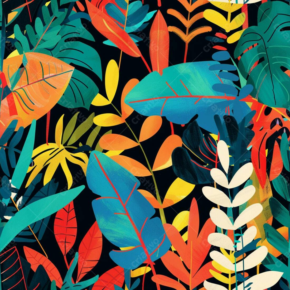 Textura Folhas Tropicais Coloridas para Fundo