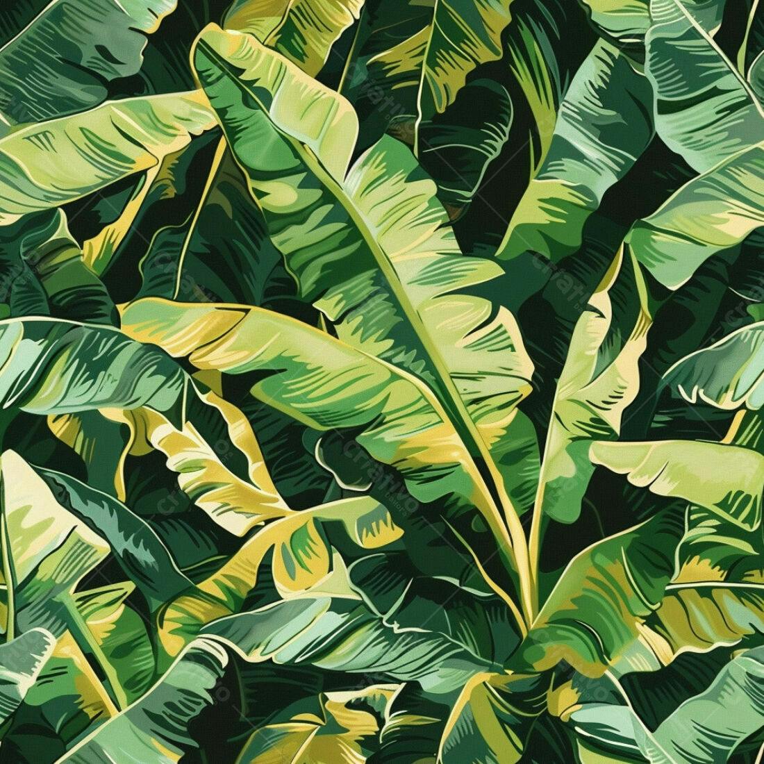Textura Folhas Banana Tropical para Fundo