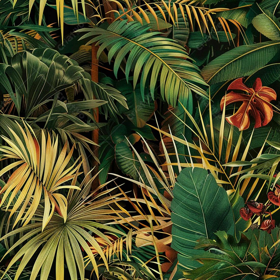 Textura Folhagem Tropical para Fundo