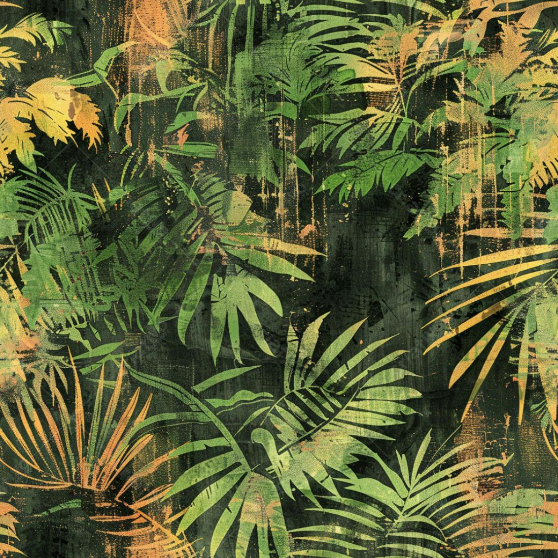 Textura Folhagem Tropical Escura para Fundo