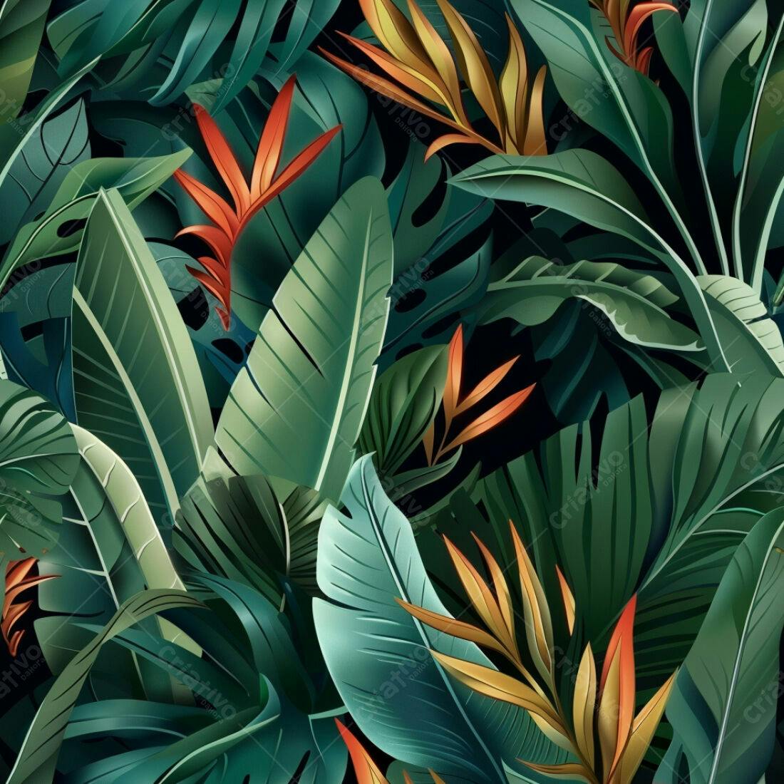 Textura Folhagem Tropical para Fundo