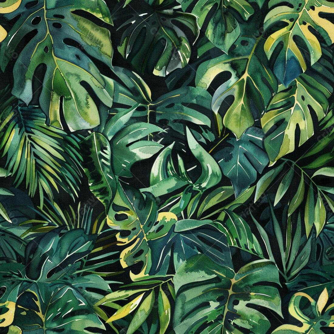 Textura Folhagem Tropical Verde para Fundo