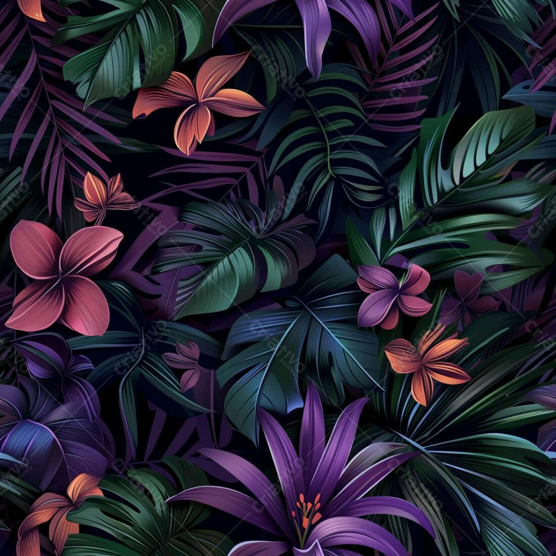 Textura Folhagem Tropical para Fundo Escuro