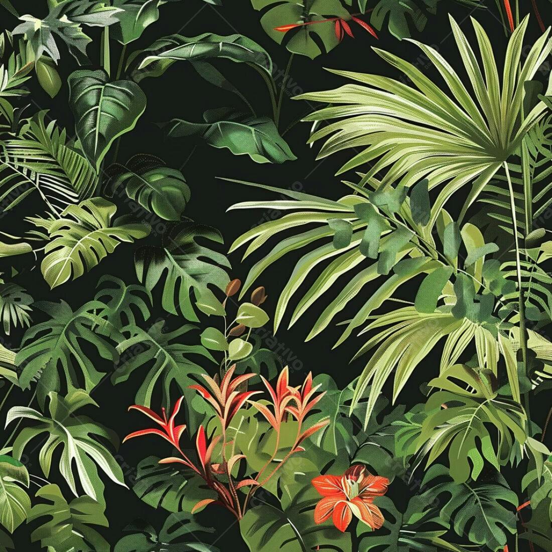 Textura Folhagem Tropical para Papel de Parede