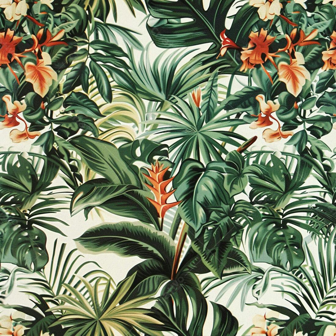 Textura Tropical Folhagem para Papel de Parede