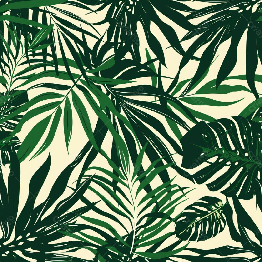 Textura Folhagem Tropical Verde para Fundo
