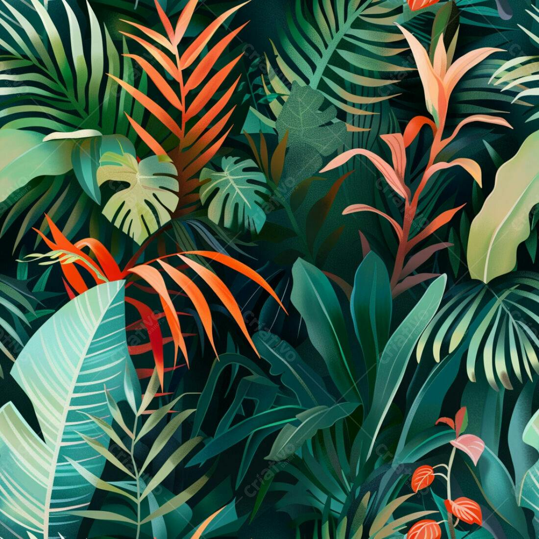 Textura Folhagem Tropical para Fundo