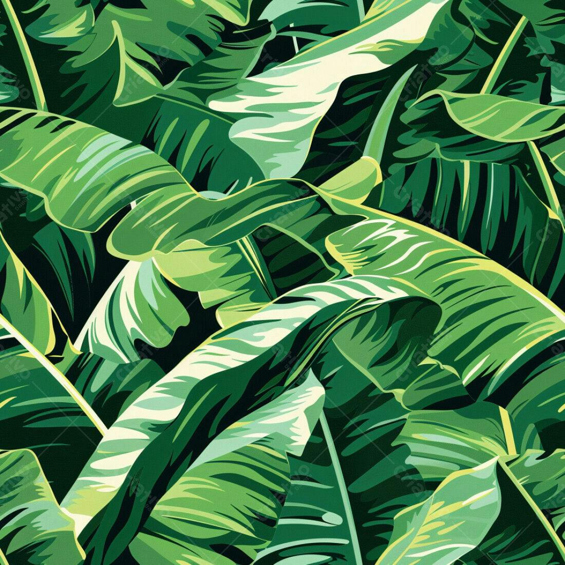 Textura Folhas Banana Tropical para Fundo