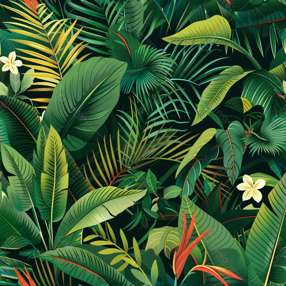 Textura Folhagem Tropical para Fundo