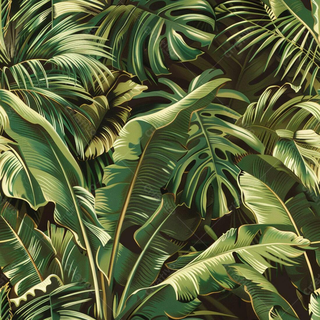 Textura Folhagem Tropical para Papel de Parede