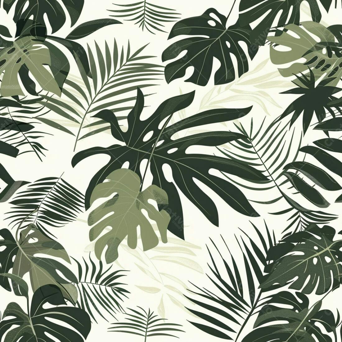 Textura Folhagem Tropical Verde para Fundo