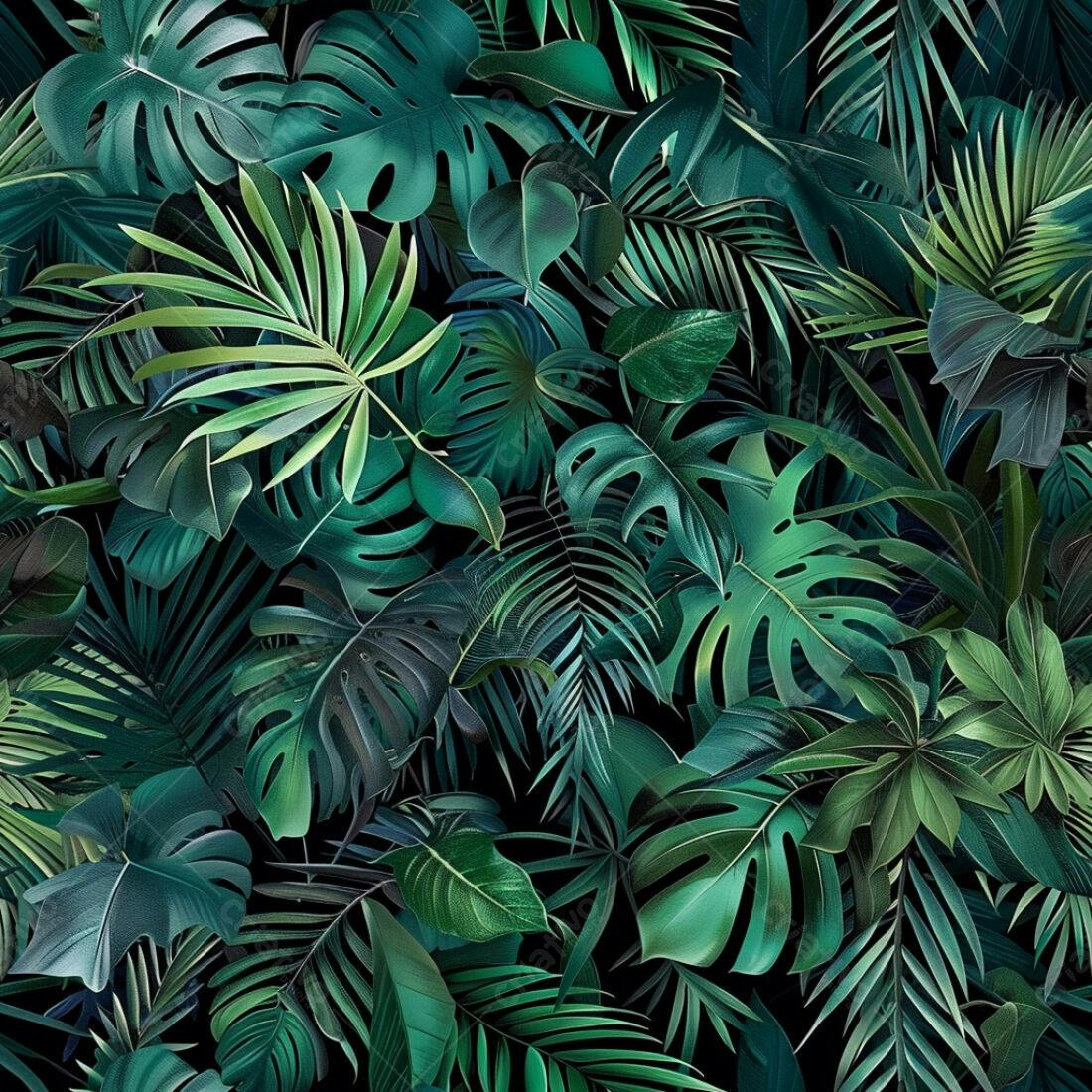 Textura Folhagem Tropical Verde para Fundo