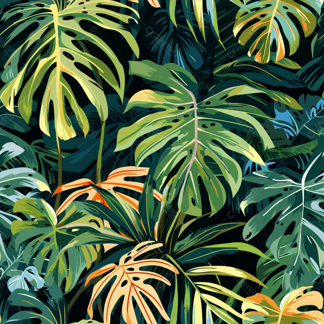 Textura Folhagem Tropical para Fundo