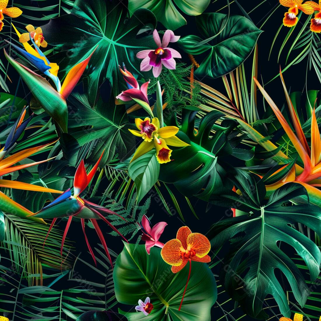 Textura floral tropical para papel de parede