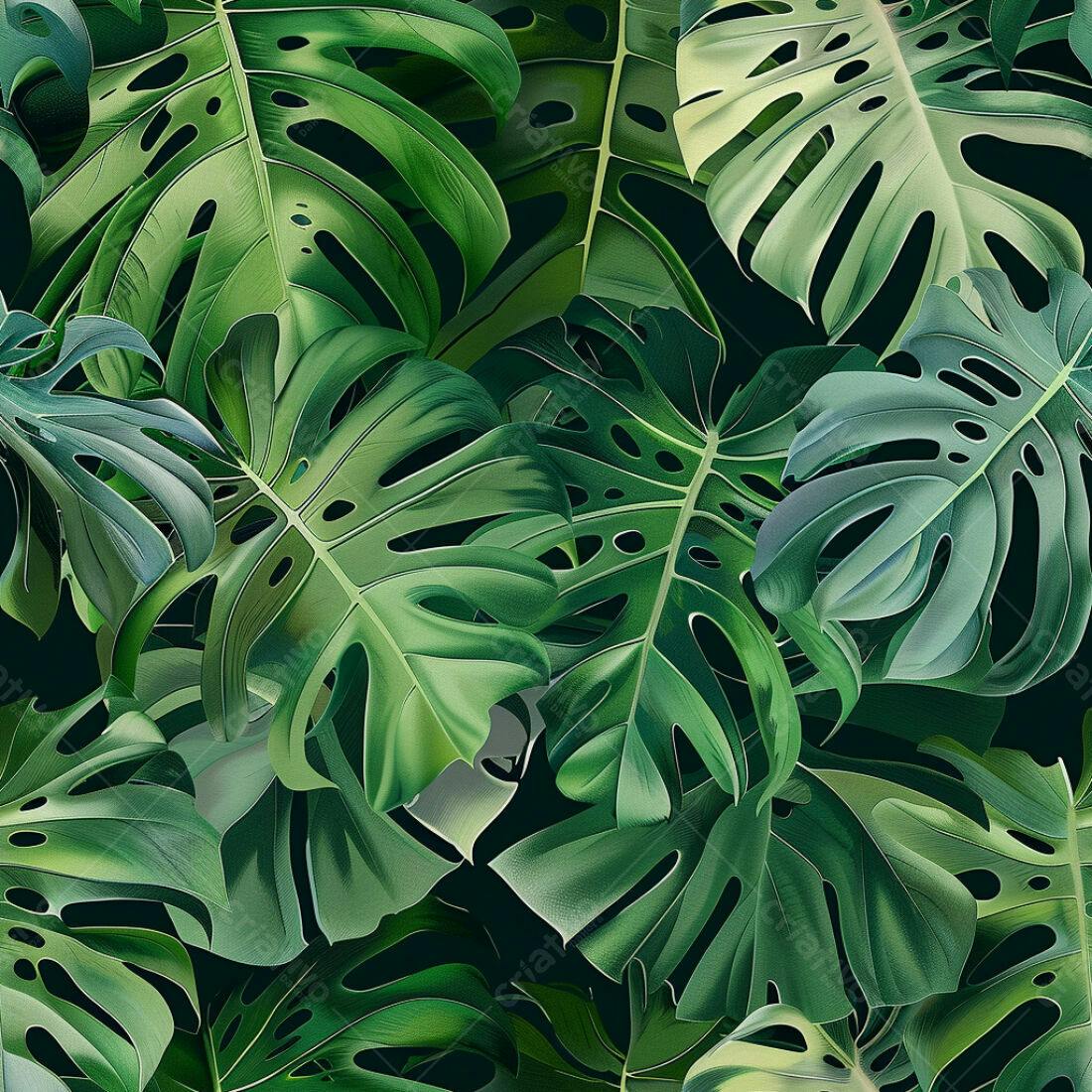 Textura Folhas Monstera para Fundo Tropical