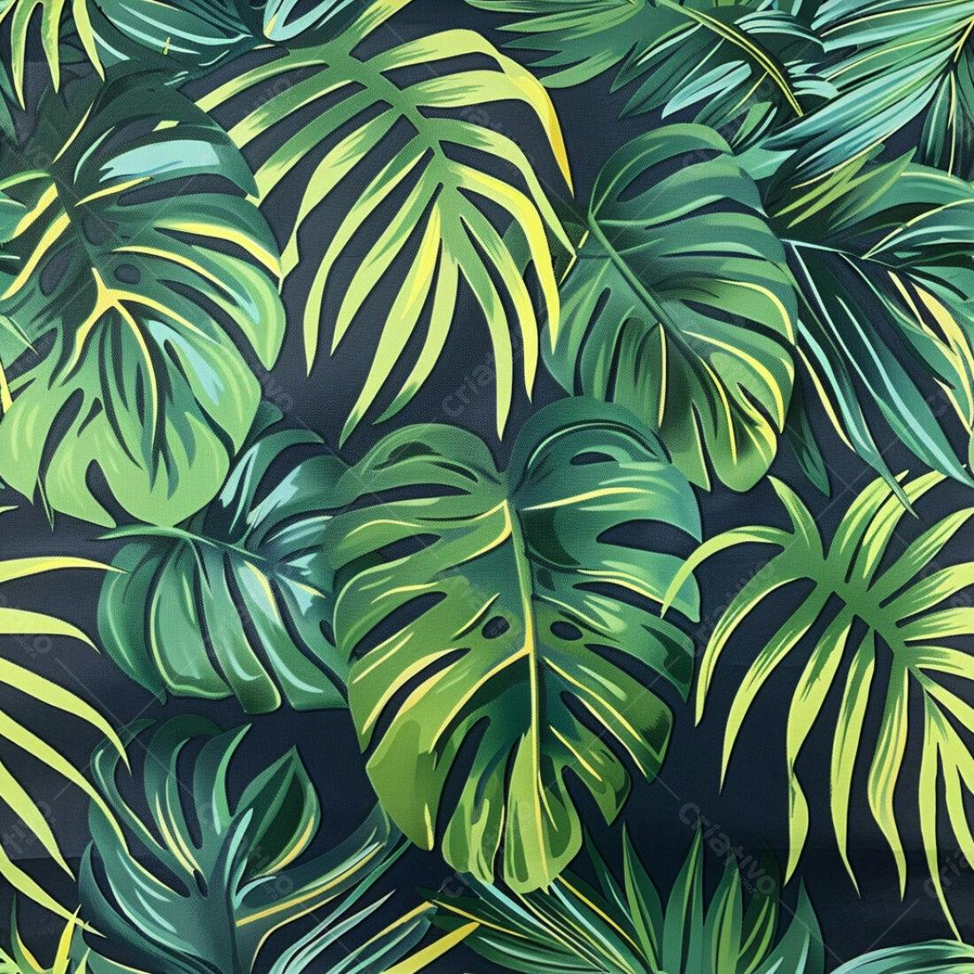 Textura Folhas Tropicais para Papel de Parede