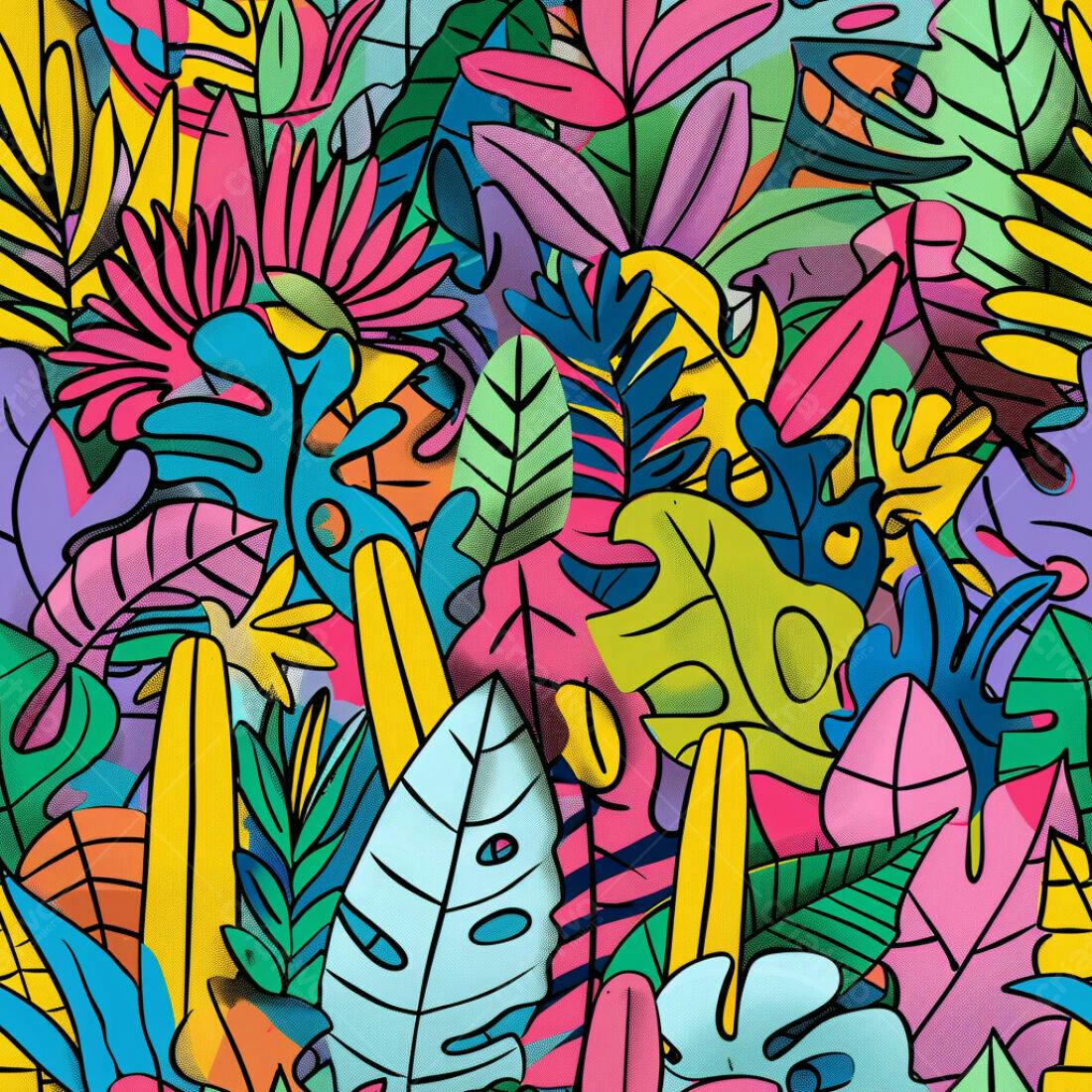 Textura Folhagem Tropical Vibrante para Fundo
