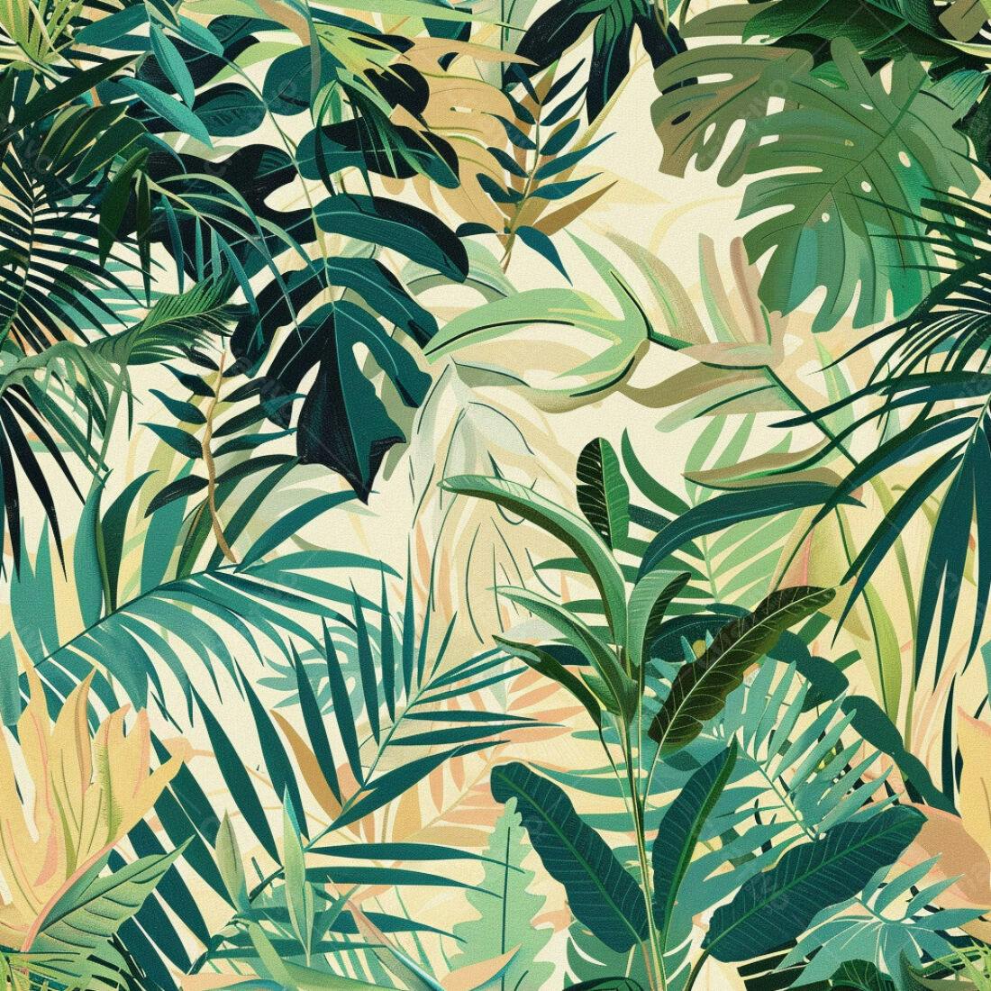 Textura Folhagem Tropical para Papel de Parede