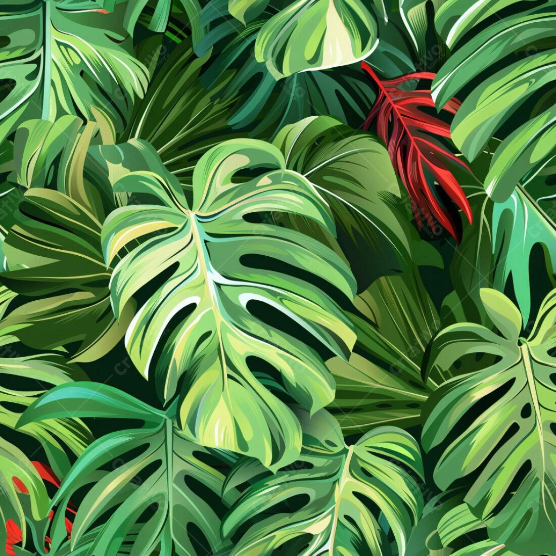 Textura Folhas Tropicais Verde para Fundo