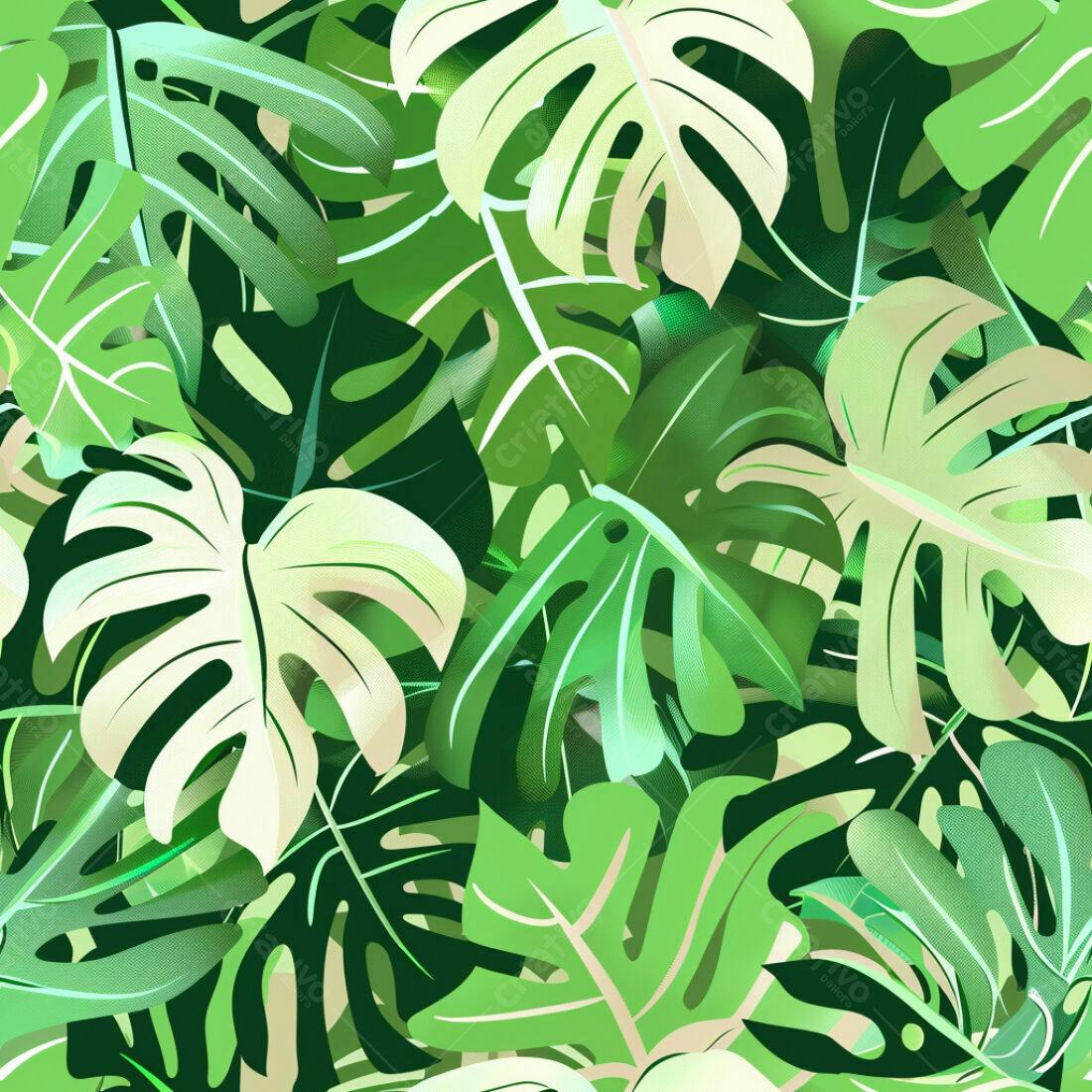 Textura Folhas Tropicais Verde para Fundo