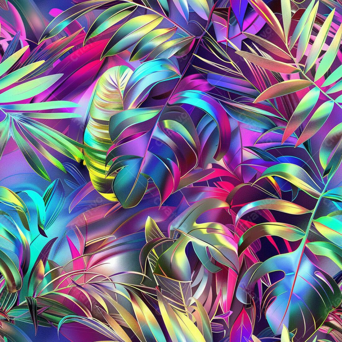 Textura Folhas Tropicais Iridiscentes para Fundo