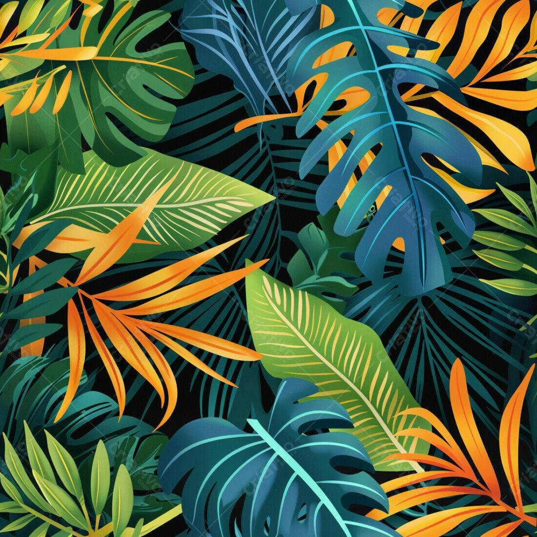 Textura Folhas Tropicais para Fundo