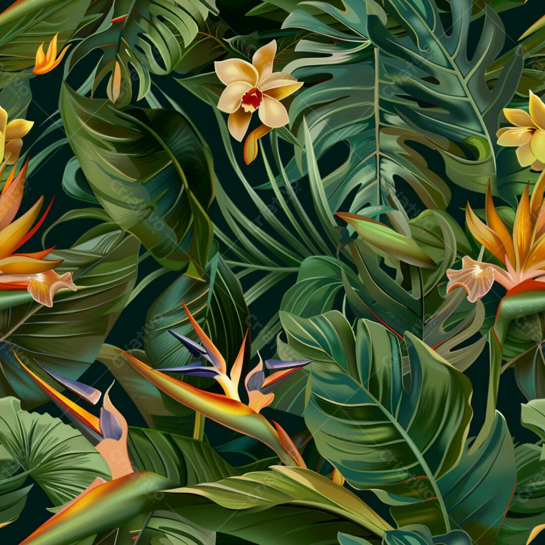 Textura Folhagem Tropical para Fundo