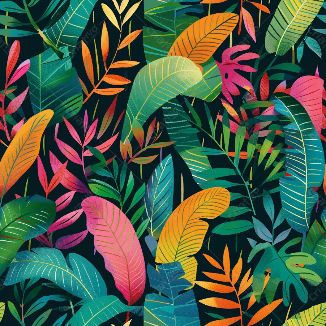Textura Folhas Tropicais Coloridas para Fundo