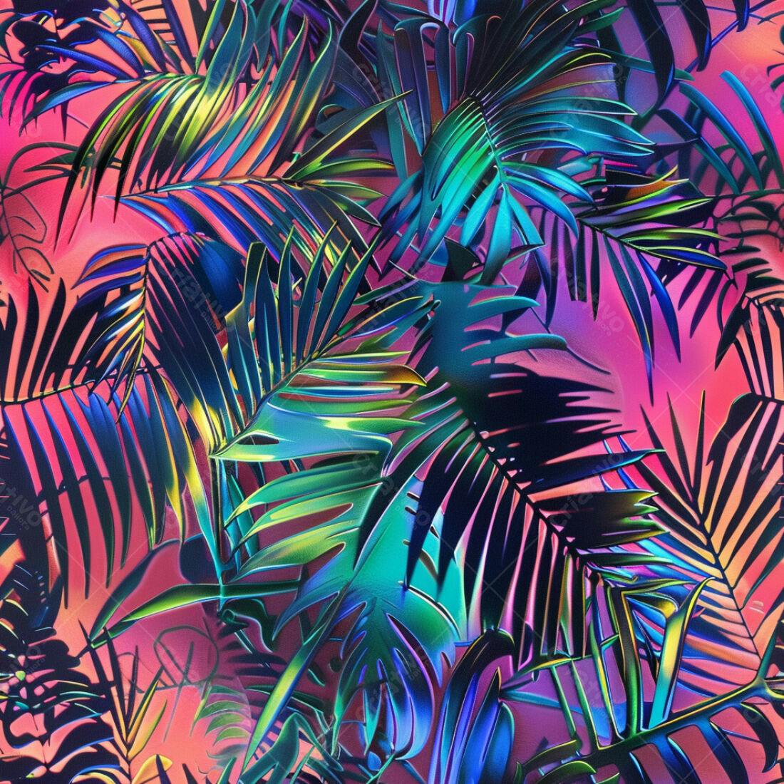 Textura Folhas Tropicais Iridiscentes para Fundo