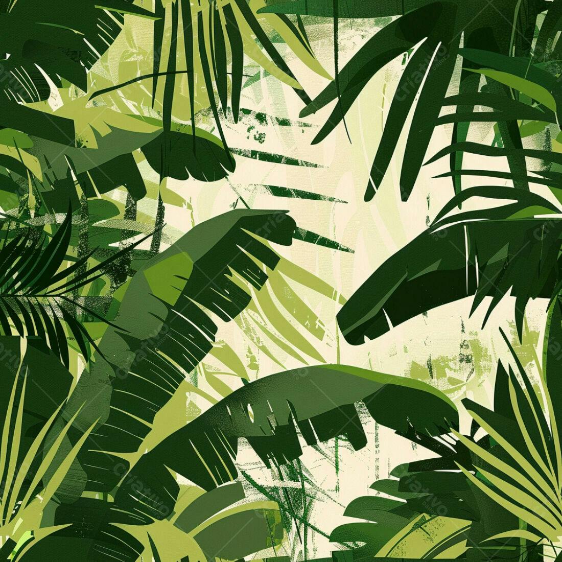 Textura Folhagem Tropical Verde para Fundo