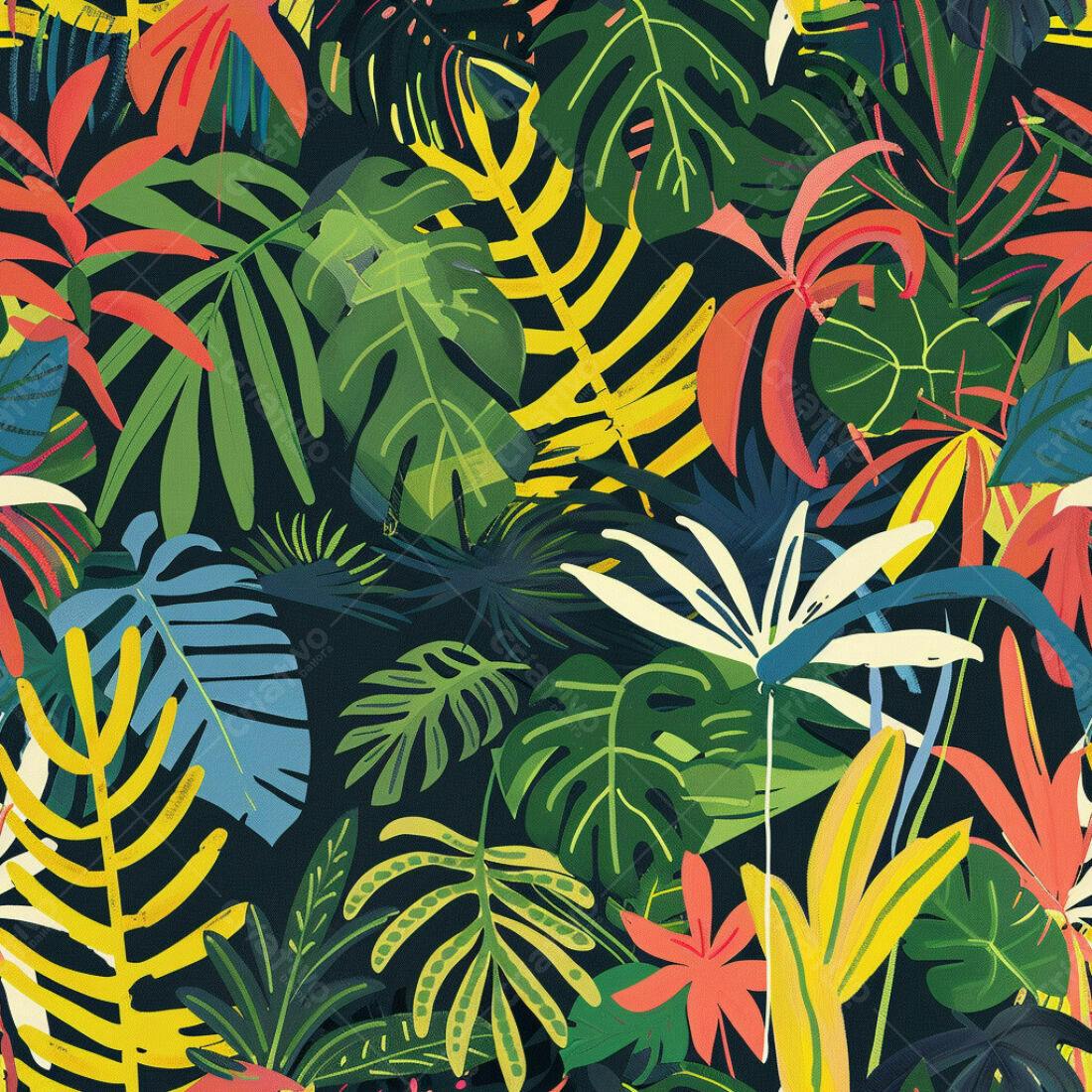 Textura Folhagem Tropical para Fundo
