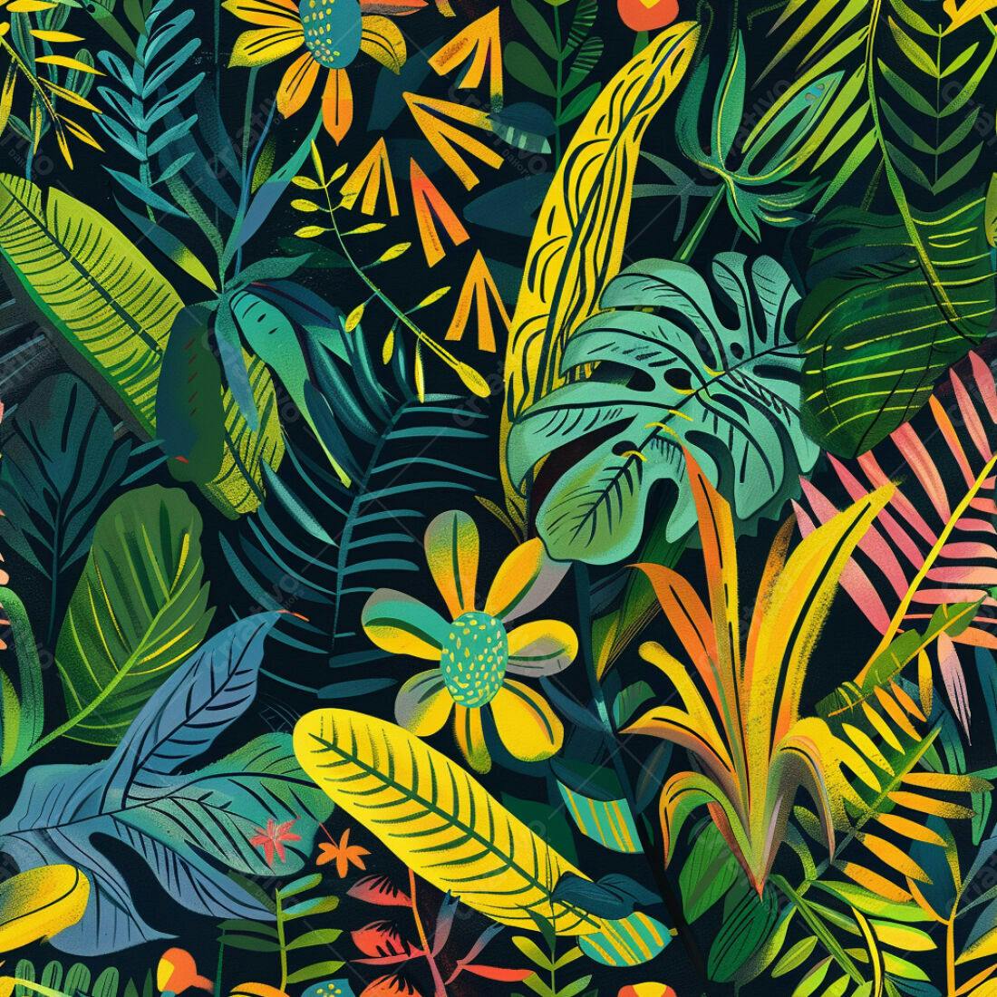 Textura Folhagem Tropical para Fundo