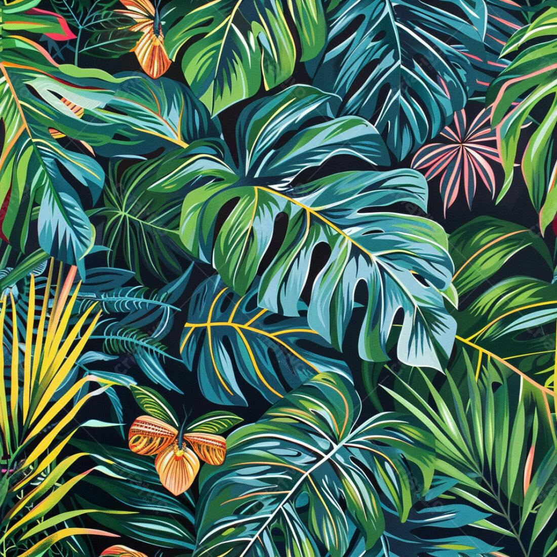Textura Folhagem Tropical para Fundo