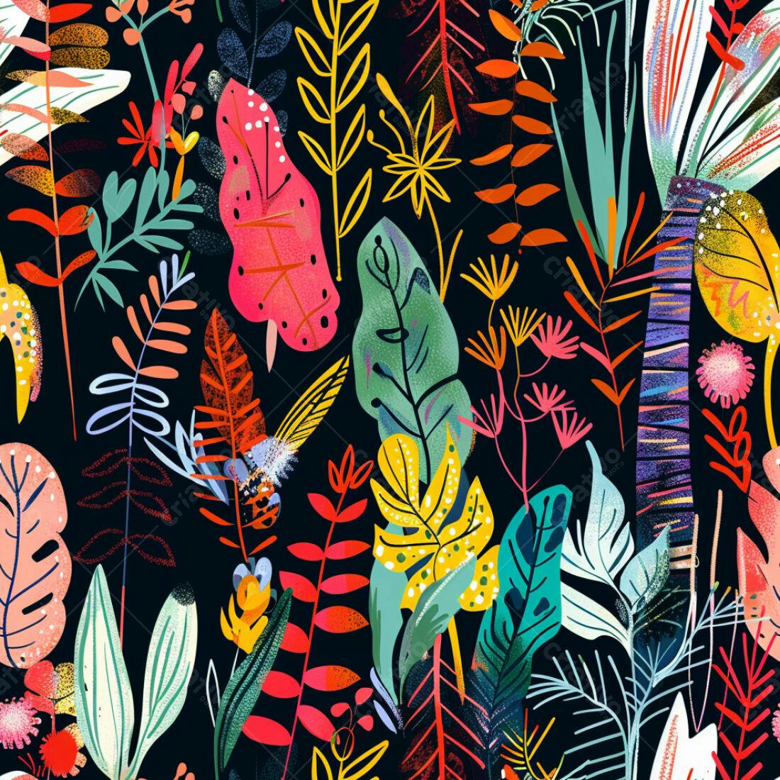 Textura Floral Tropical para Fundo
