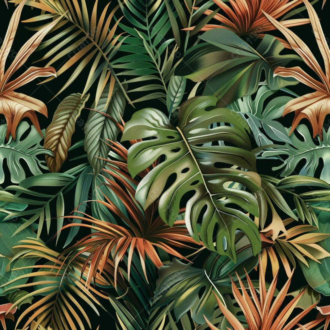 Textura Folhas Tropicais para Papel de Parede