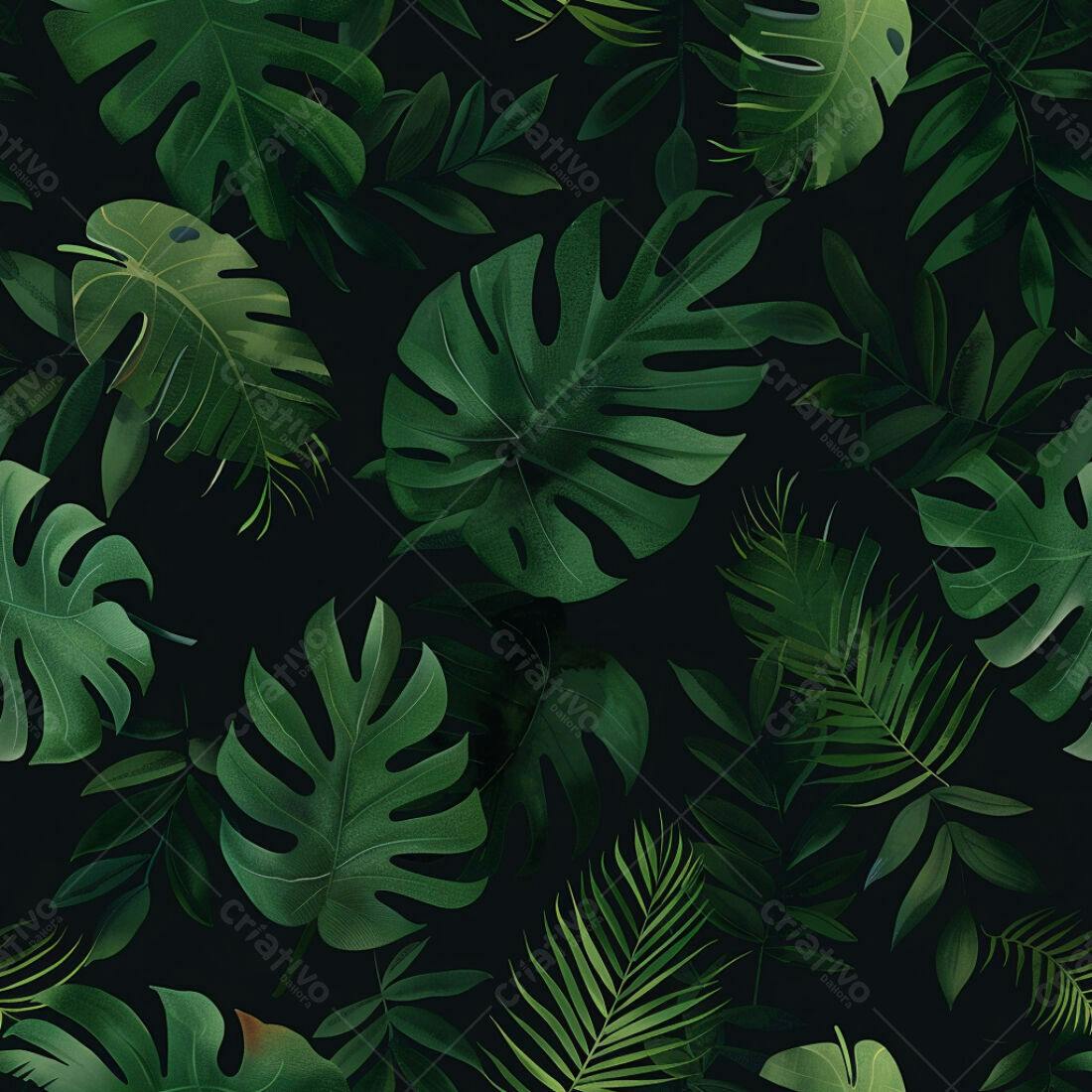 Textura Folhas Tropicais para Fundo Escuro