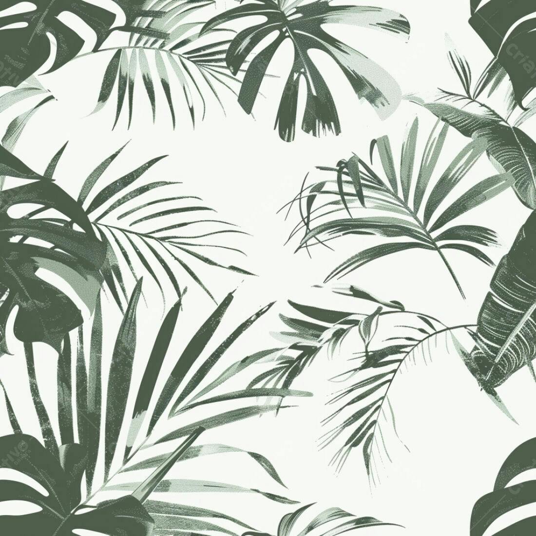 Textura Folhagem Tropical Verde para Fundo