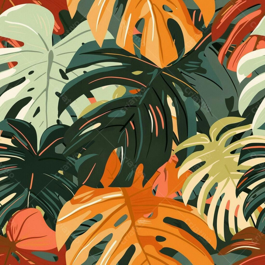 Textura Folhas Tropicais para Fundo