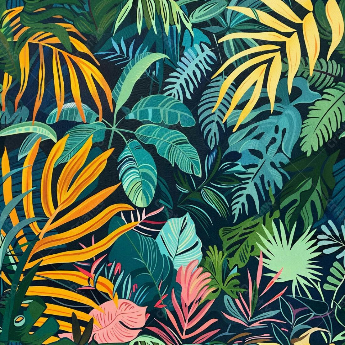 Textura Folhagem Tropical para Fundo