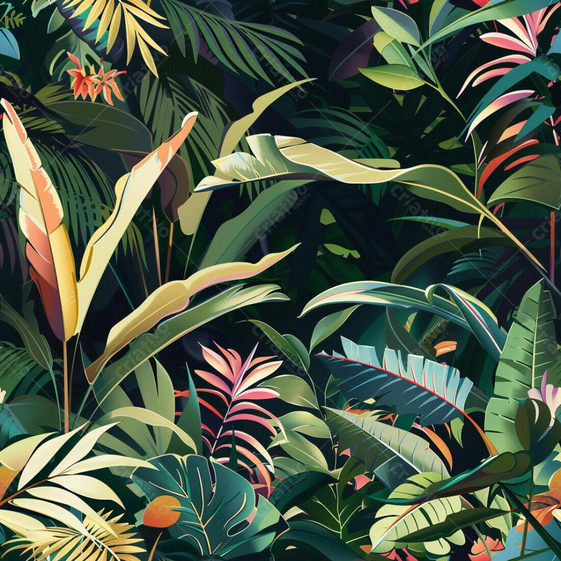 Textura Folhagem Tropical para Fundo