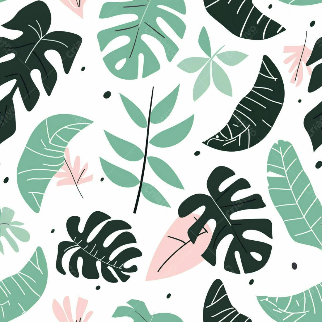 Textura Folhas Tropicais Verde para Fundo