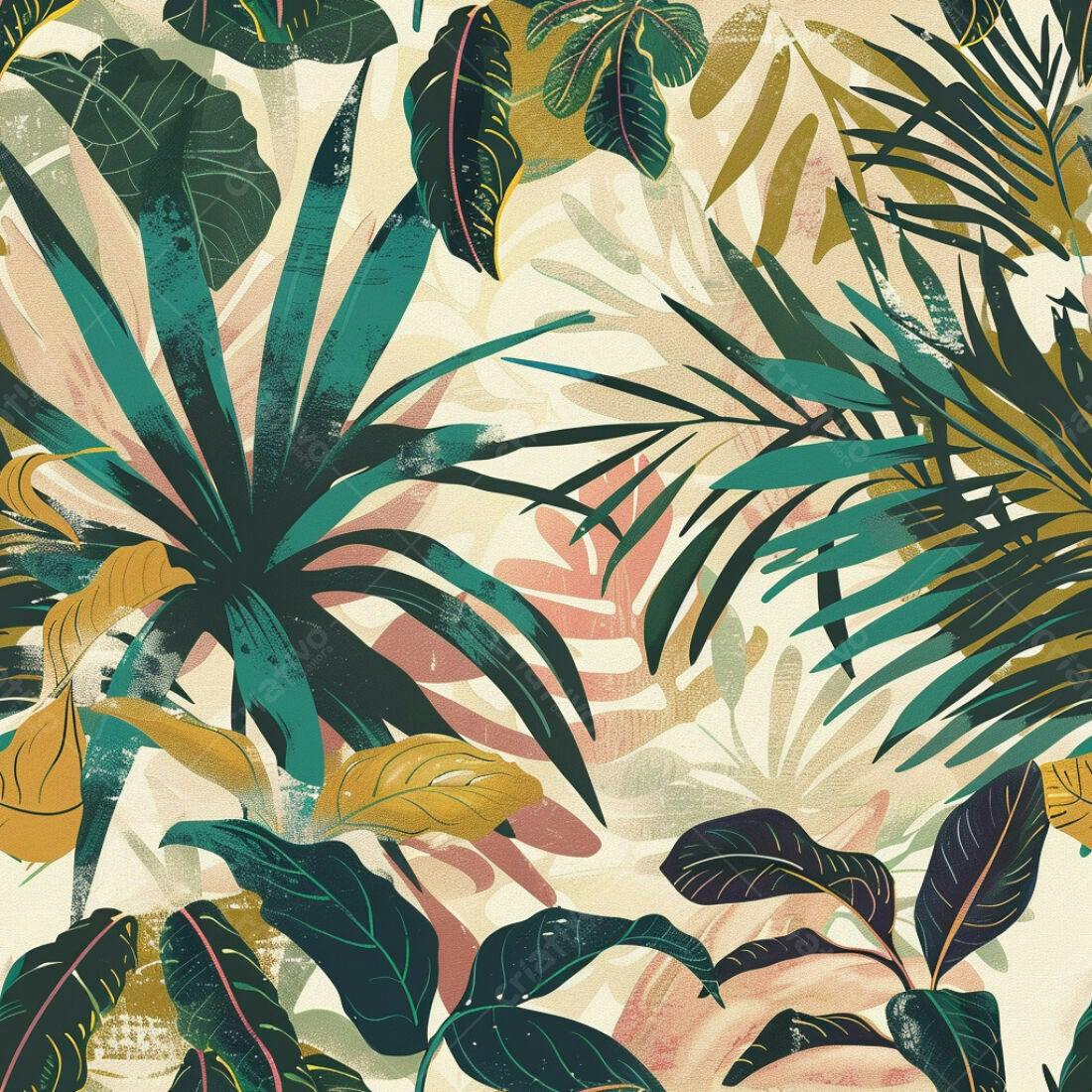 Textura Folhagem Tropical para Papel de Parede
