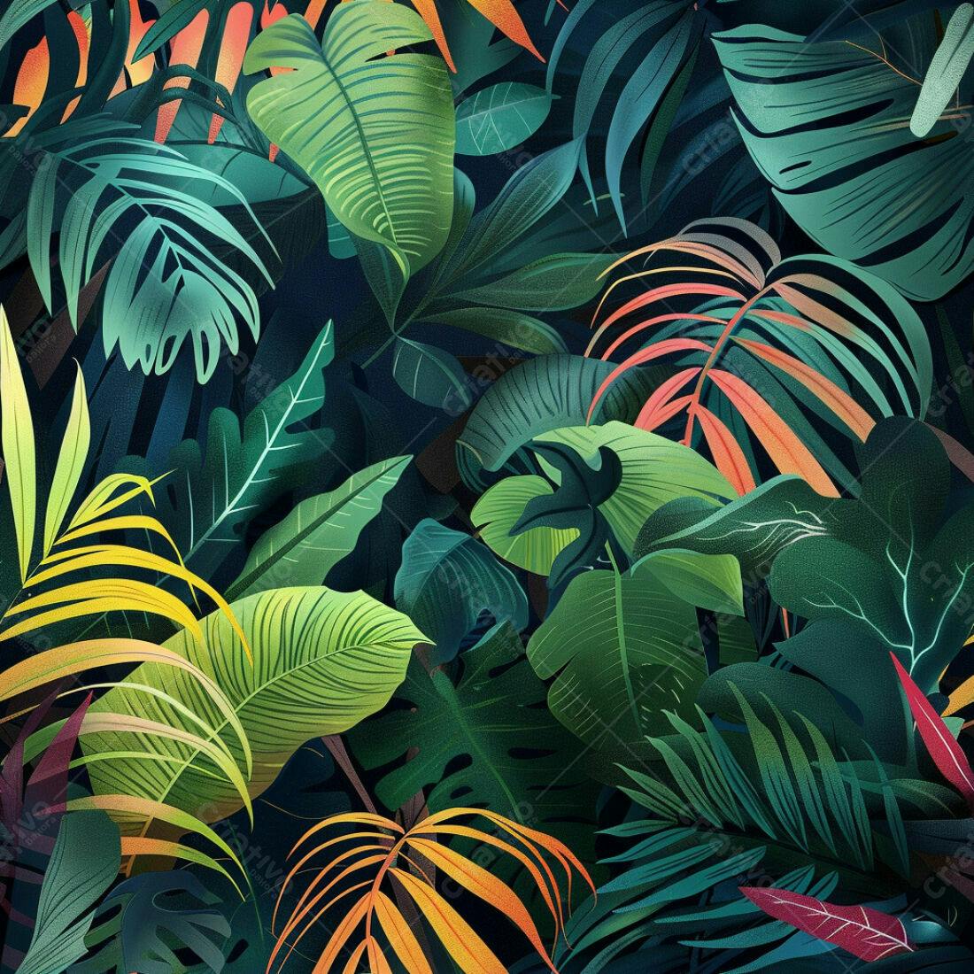 Textura Folhagem Tropical para Fundo
