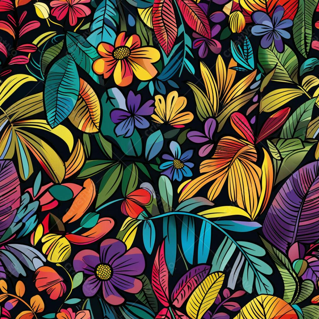 Textura floral tropical vibrante para fundo