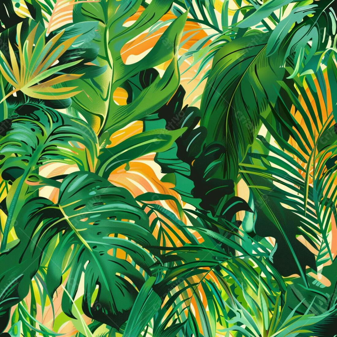 Textura Folhagem Tropical para Fundo