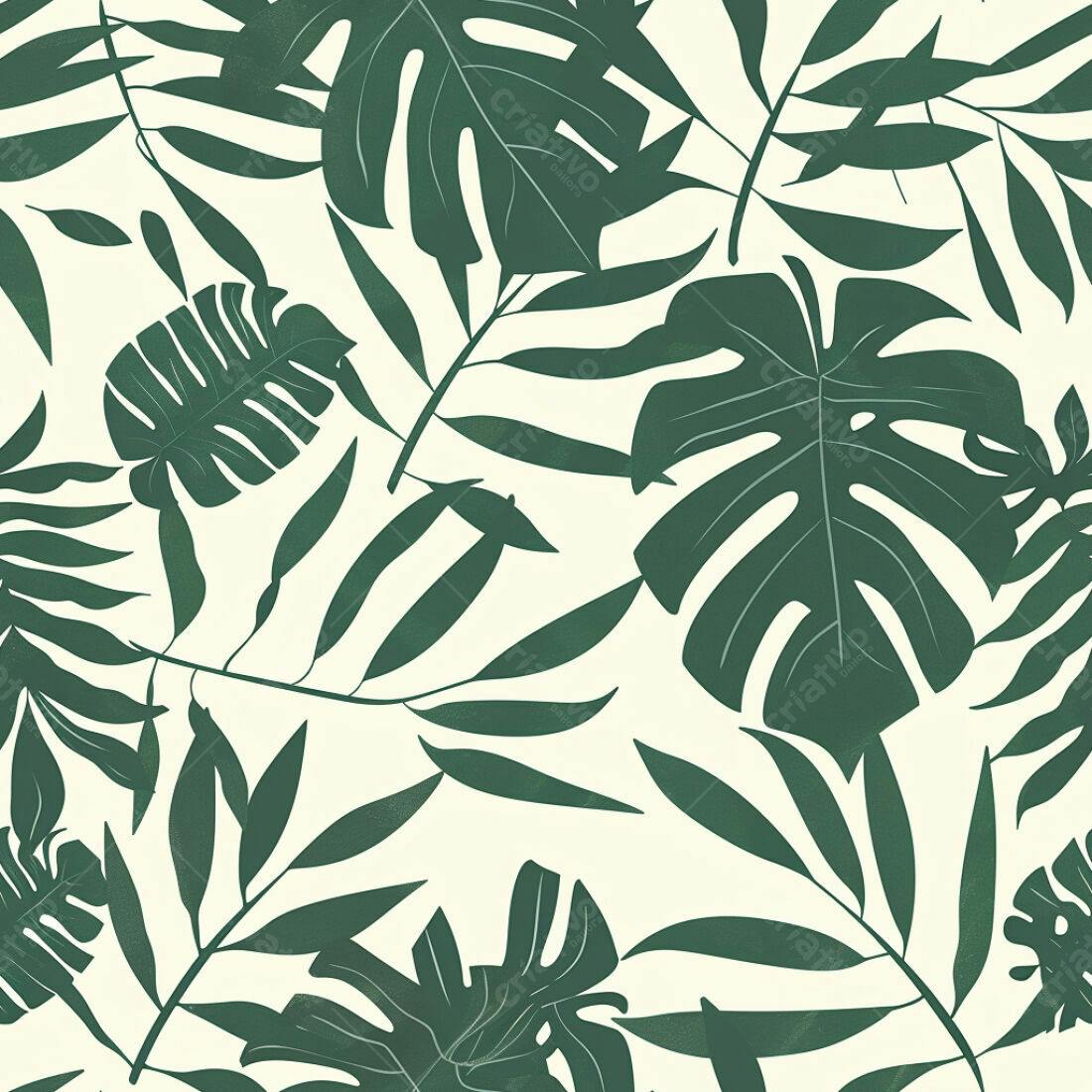Textura Folhas Tropicais Verde para Papel de Parede