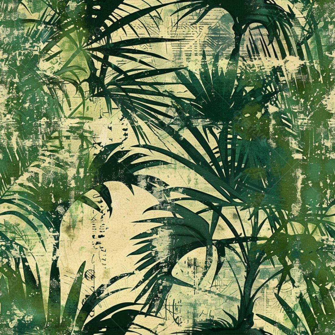 Textura Folhas Tropicais Verde para Papel de Parede