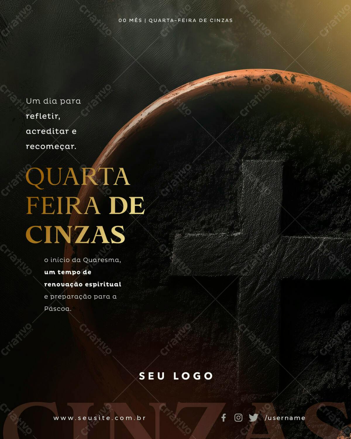 Flyer Quarta-Feira de Cinzas PSD Editável