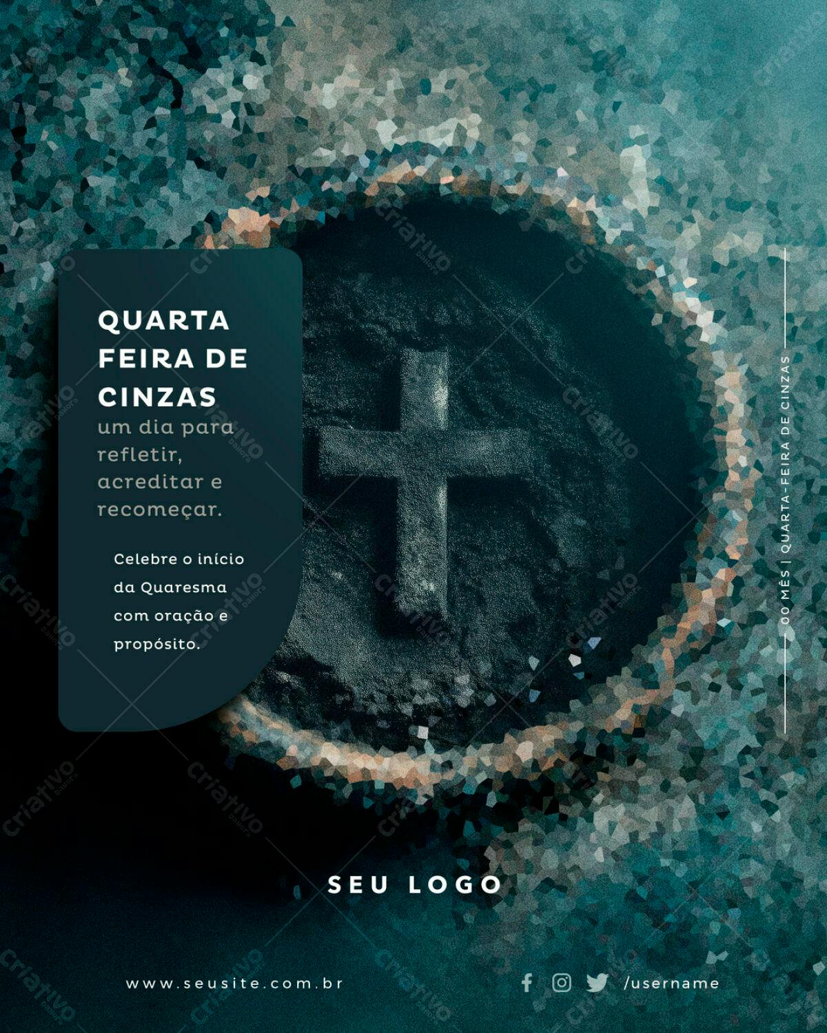 Post para Quarta-Feira de Cinzas PSD Editável