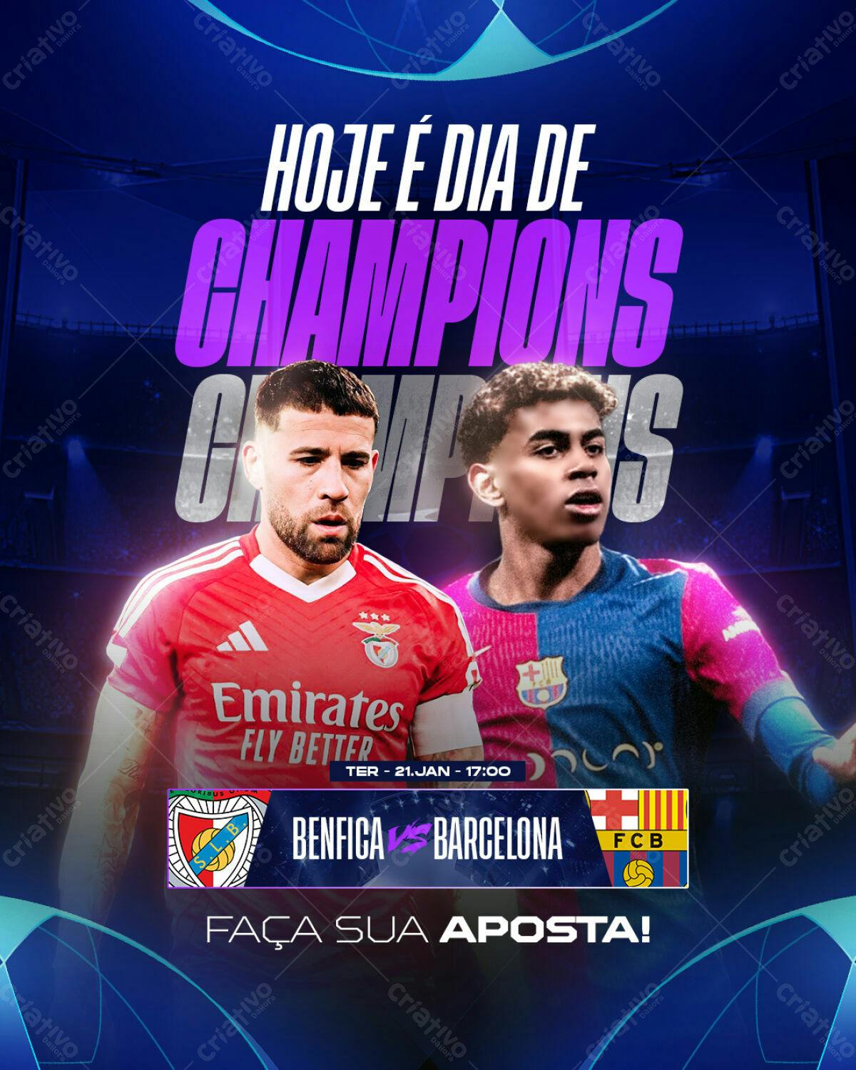 Flyer Benfica x Barcelona PSD Editável
